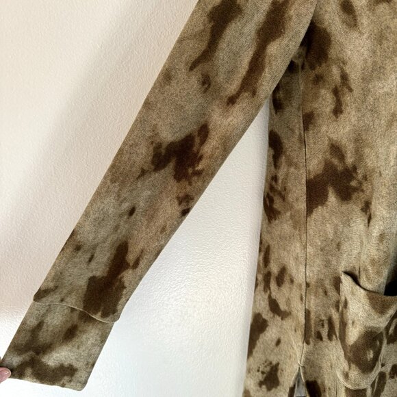 LOGO Lori Goldstein Shacket Shirt S Tunic Hoodie Sweatshirt Tie Dye Brown Button - Picture 4 of 9